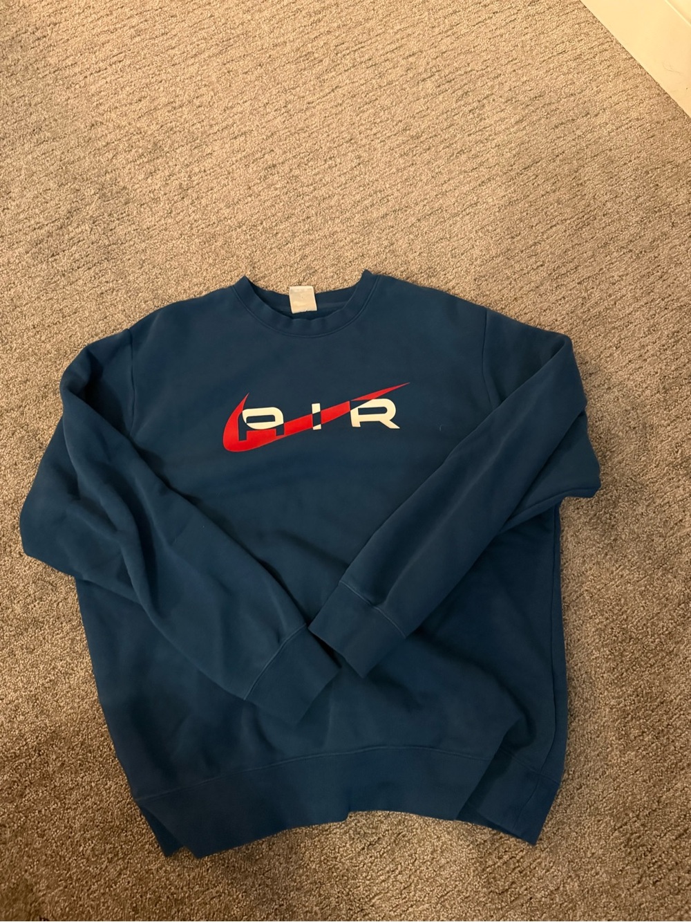 Nike Blue Crewneck Sweatshirt with Red and White AIR Logo